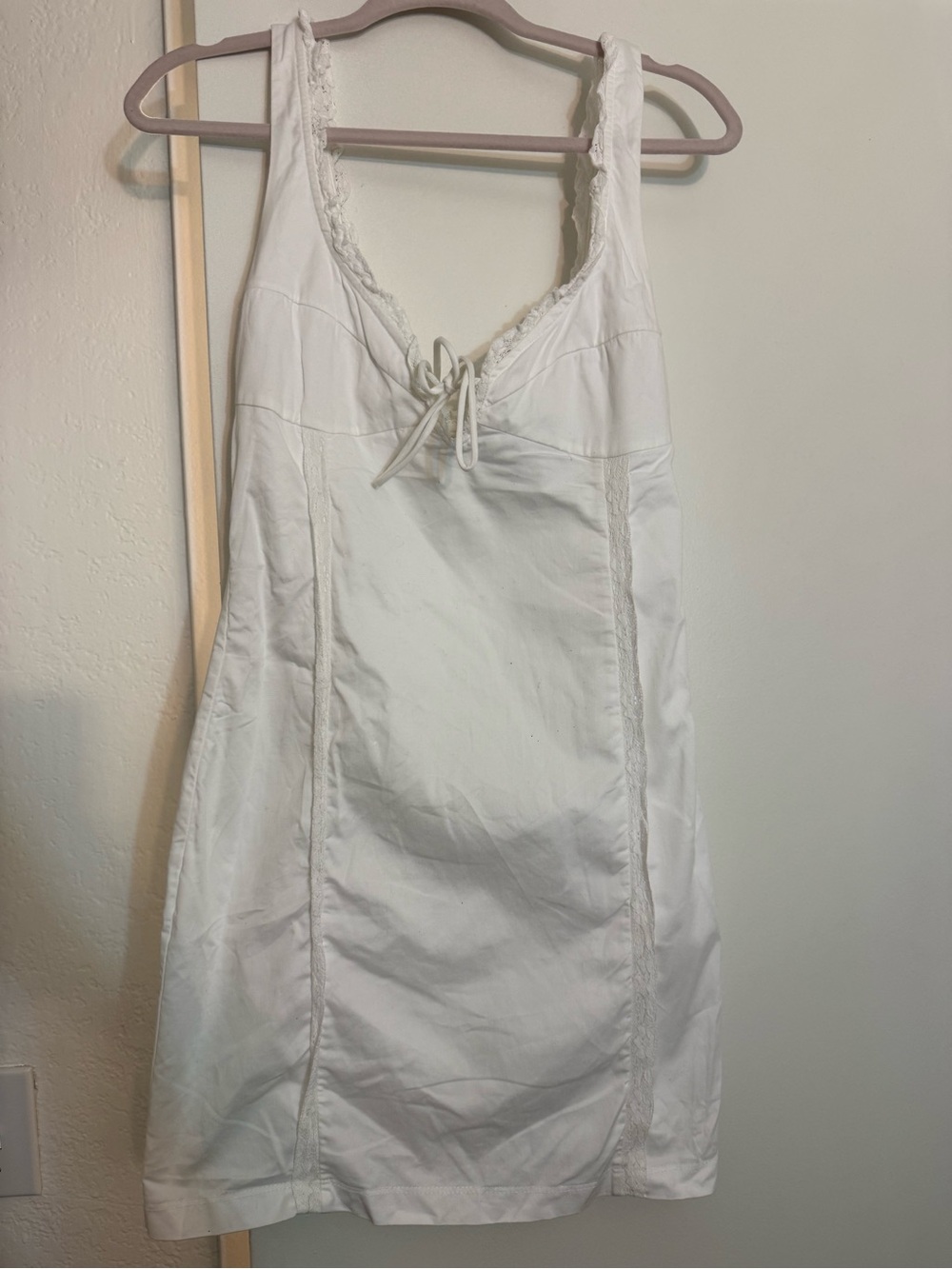 Zara White Lace-Trim Cotton Chemise